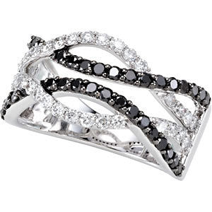 14k White Gold Interlocking Ring, Size 7