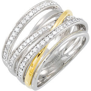 14K White & Yellow Gold 1/2 CTW Diamond Ring Size 7
