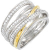 1/2 CTTW Two Tone Diamond Ring in 14k White and Yellow Gold (Size 6 )