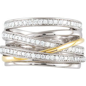 14K White & Yellow Gold 1/2 CTW Diamond Ring Size 7