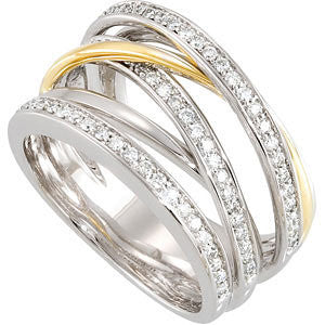 14K White & Yellow Gold 1/2 CTW Diamond Ring Size 7
