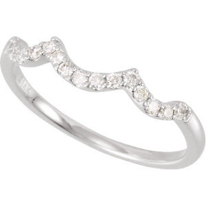 14k White Gold 1/5 CTW Diamond Matching Band to 3/8 CTW Semi-set Engagement Ring, Size 7