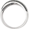 14k White Gold 5/8 CTW Black & White Diamond Criss-Cross Anniversary Band, Size 7