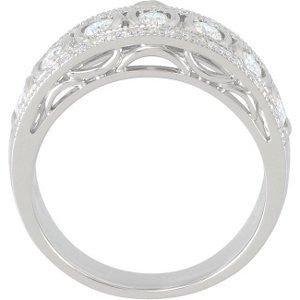 14k White Gold 1/2 CTW Diamond Anniversary Band Size 7