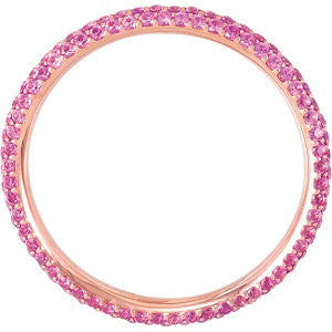 14k Rose Gold Pavé Eternity Band, Size 7