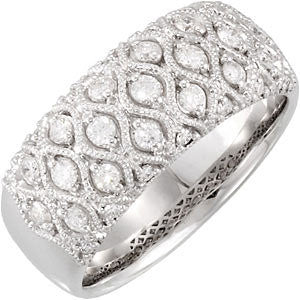 14k White Gold Diamond Ring, Size 7