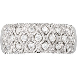 14k White Gold Diamond Ring, Size 7