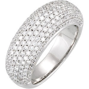 14k White Gold 1 1/2 CTW Diamond Pavé Ring Size 7