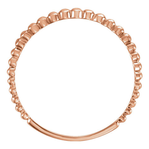 14k Rose Gold Beaded Stackable Ring Size 7