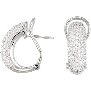 14k White Gold Pavé Omega Clip Back Earrings