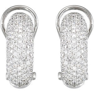 14k White Gold Pavé Omega Clip Back Earrings