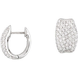14k White Gold Pavé Hinged Earrings