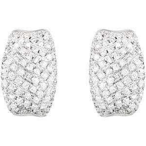 14k White Gold Pavé Hinged Earrings