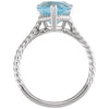 14k White Gold Sky Blue Topaz Rope Ring, Size 7