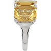 Sterling Silver Yellow Quartz 3-Stone Ring, Size 7