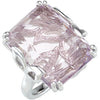 0.07 CTTW Genuine Rose De France Quartz and Diamond Ring in Sterling Silver ( Size 6 )