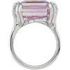 Sterling Silver Rose De France Quartz & Diamond Accented Leaf Design Ring, Size 7