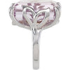 Sterling Silver Rose De France Quartz & Diamond Accented Leaf Design Ring, Size 7