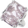 Sterling Silver Rose De France Quartz & Diamond Accented Leaf Design Ring, Size 7