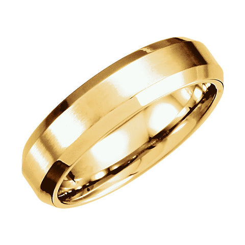 14k Yellow Gold 6mm Beveled Edge Band with Satin Finish Size 11.5