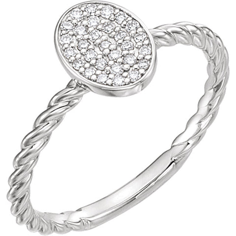 14k White Gold 1/6 CTW Diamond Rope Cluster Ring, Size 7