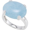 Genuine Milky Aquamarine Ring in Sterling Silver ( Size 6 )