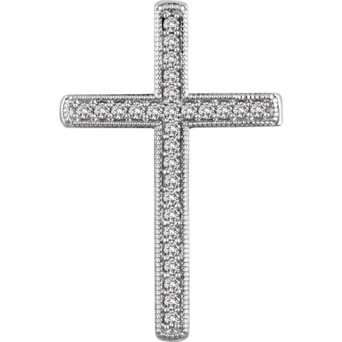 14k White Gold 1/3 CTW Diamond Cross Pendant