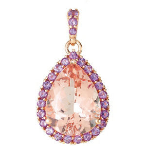 14k Rose Gold Halo-Style Pendant