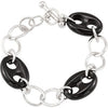 Sterling Silver Onyx Marine Link 8-Inch Bracelet