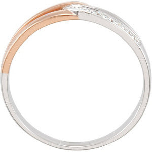 14k White Gold Rose Plated .03 CTW Diamond Ring, Size 7
