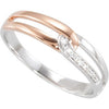 0.03 CTTW Diamond Ring with Rose Plating in 14k White Gold (Size 6 )
