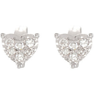 14k White Gold 1/6 CTW Diamond Heart Earrings