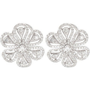 14k White Gold 1 1/4 CTW Diamond Earrings
