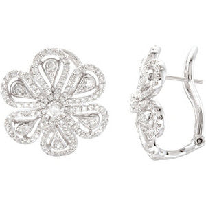 14k White Gold 1 1/4 CTW Diamond Earrings
