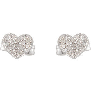 14k White Gold 1/6 CTW Diamond Heart Earrings