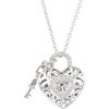 1/6 CTTW in 18.00 inch Diamond Heart Necklace in Sterling Silver