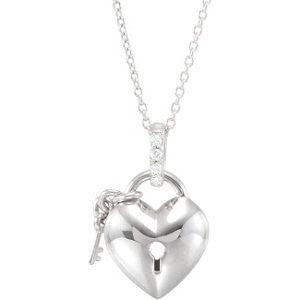 Sterling Silver .05 CTW Diamond Heart 18" Necklace