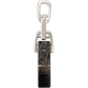 Sterling Silver Onyx, Clear Quartz & Tourmalinated Quartz Pendant