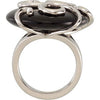 Sterling Silver Onyx Scroll Ring , Size 7