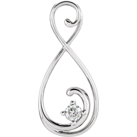 14k White Gold 1/3 CT Diamond Freeform Pendant