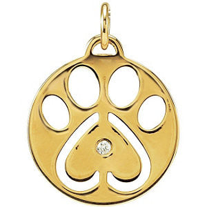 14K White .02 CTW Diamond Dog Paw Charm