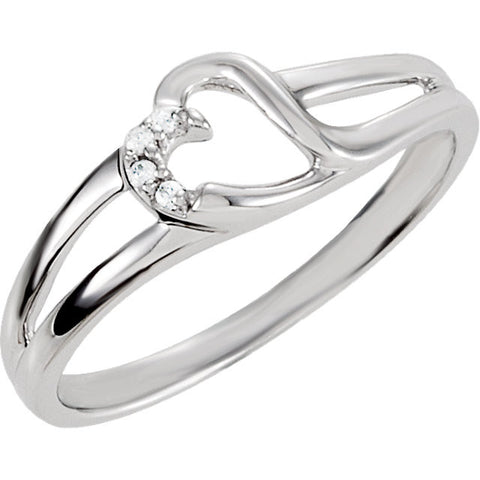 Sterling Silver Cubic Zirconia Heart Ring Size 6