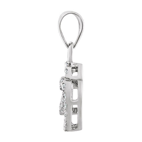 14k White Gold 1/6 CTW Diamond Double Heart Pendant