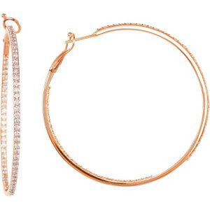 14k Rose Gold 2 3/4 CTW Diamond Inside/Outside Hoops