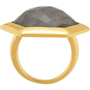 18k Yellow Gold Vermeil Labradorite Ring Size 6