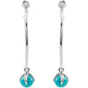 Sterling Silver 50mm Hoop Earrings with 10mm Turquoise Dangle