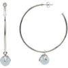 Sterling Silver 50mm Hoop Earrings With 10mm Chalcedony Dangle