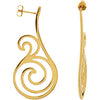 Pair of 45x25.75 mm Precious Metal Fashion Earrings with Backs in 14K Yellow Gold