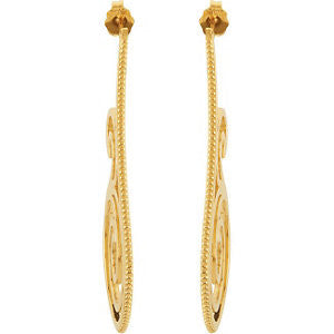 14k Yellow Gold Scroll Earrings