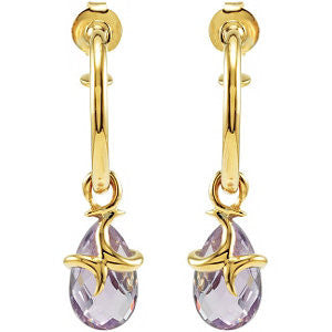 18K Yellow Gold Vermeil Amethyst Hoop Earrings